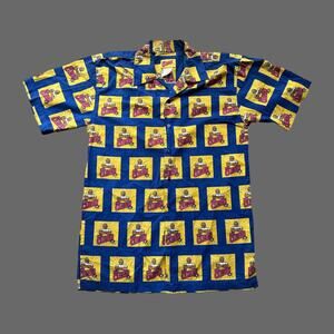 2001 Mr. Clean Mens Hawaiian Shirt SS Button Down M GUC